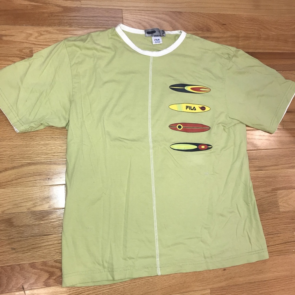 dope vintage lime green fila tee shirt